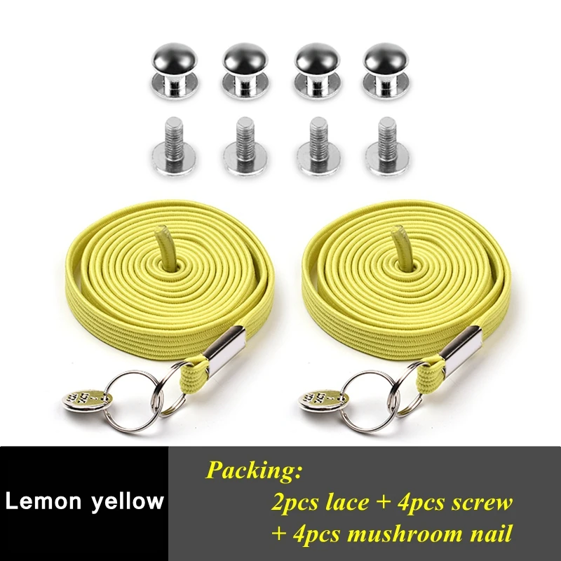 Lemon yellow 1 пара, быстрый Эластичный шнурок для рук, ленивые шнурки, без галстука, для детей и взрослых, плоские кроссовки, обувь со шнуровкой, 24 цвета - Цвет: Lemon yellow