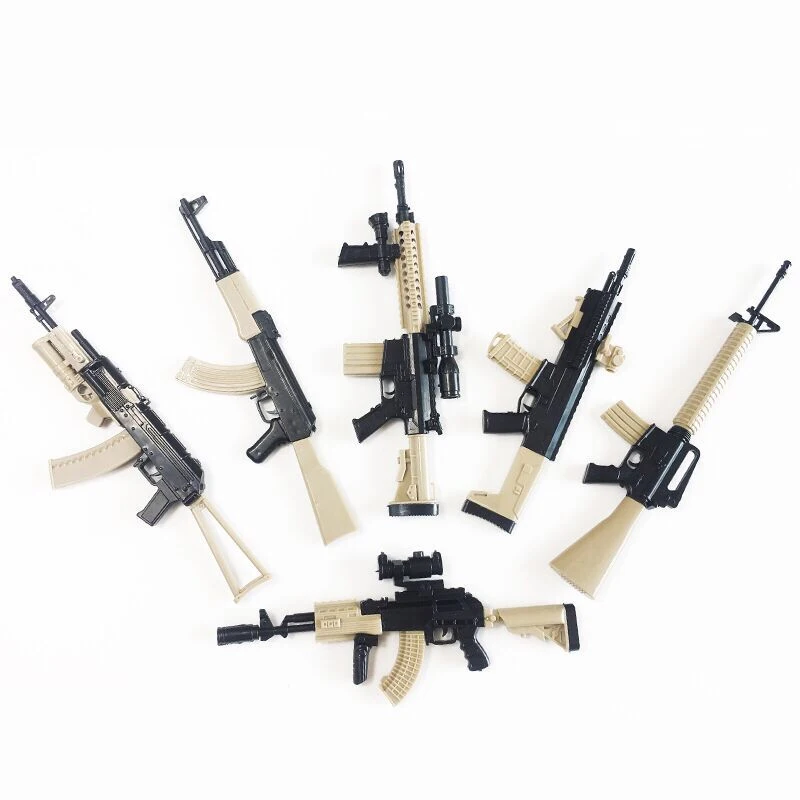 

Hot 1:6 scale mini Assembled Gun Models action figure Rifle 6 styles AK47 M4 M16 AKM AK74 Soldier Weapon boys Military model toy
