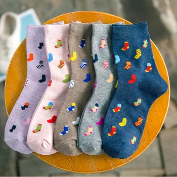 

10 pieces=5 pairs Women Lovely Cartoon Patterned Socks Cute Original Casual Cotton Socks Female College Girls Comfortable Sox