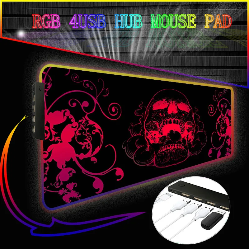 RGB4PortUSBHubGamingMousePadLargeColorfulLuminousforPC