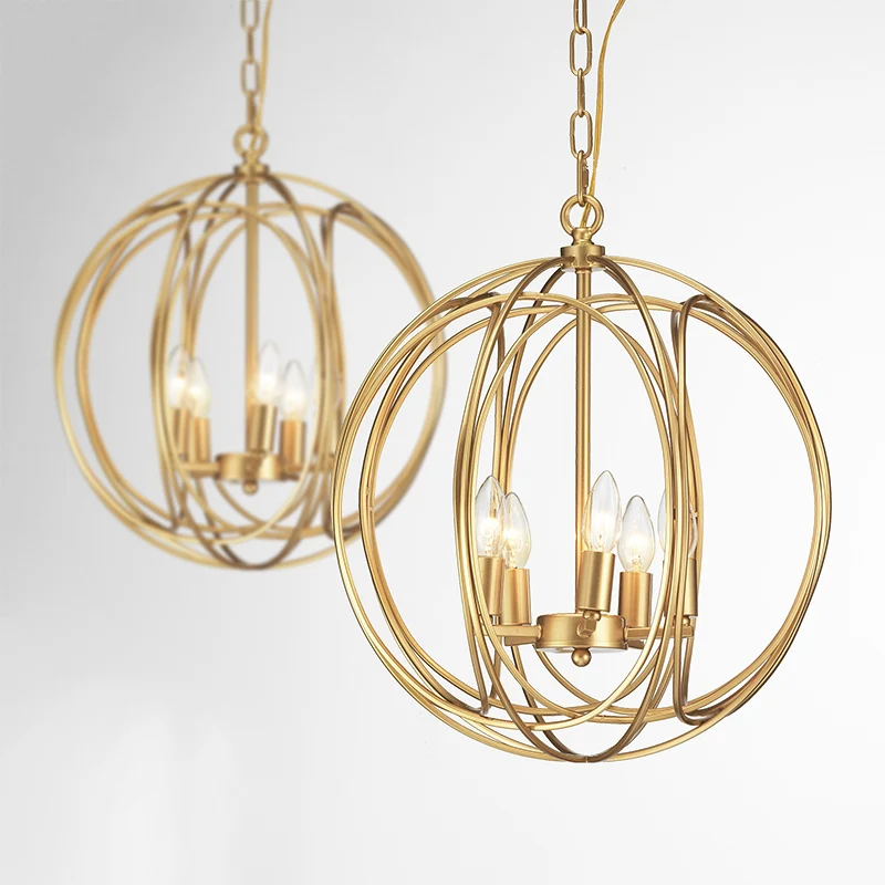 

American Creative Glass Ball Pendant Lights Iron Hoop Hang Lamp For Bedroom Cafe Restaurant Bar Indoor Lighting Fixtures Decor