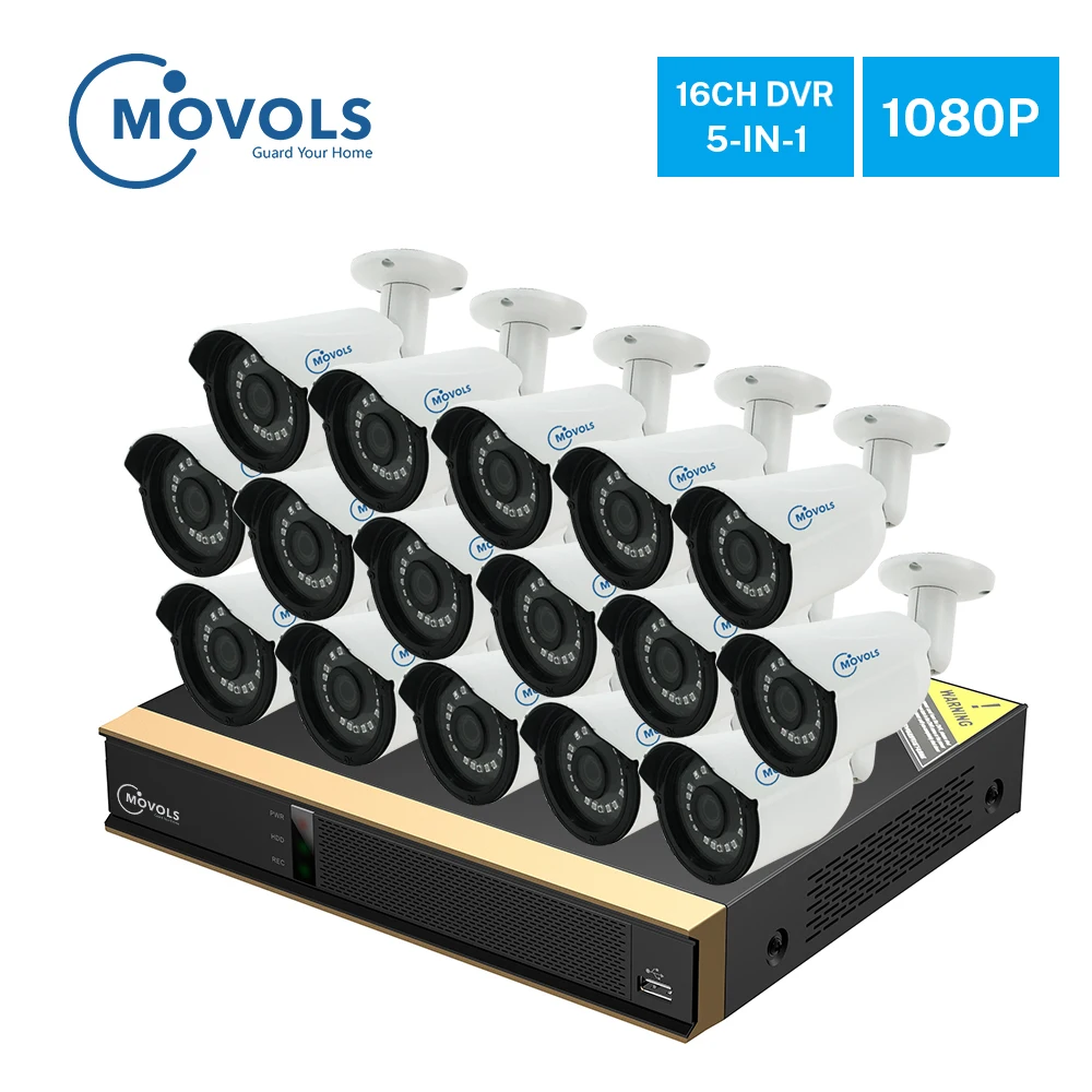 

Movols 16CH Surveillance System 16 1080P Outdoor Security Camera 16CH CCTV DVR Kit Video Surveillance iPhone Android Remote View