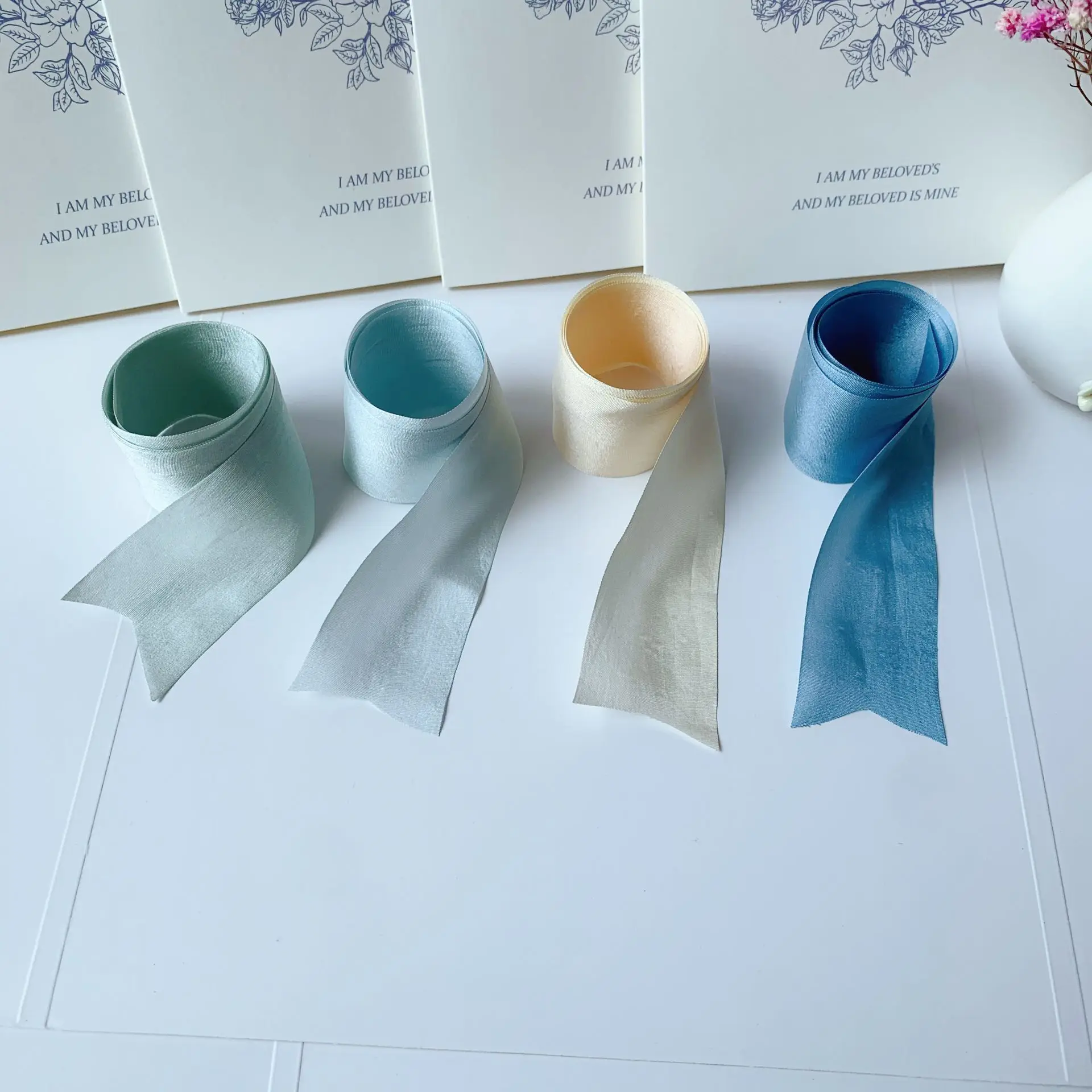 20mm-36mm 30mts/Roll 100% Pure Silk Satin Ribbon Hand Dyed For