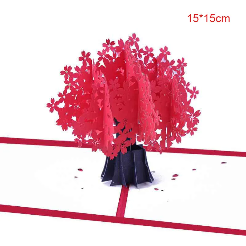 Cherry trees 3D всплывающие открытки, приглашения на день рождения, вечерние приглашения, открытка на день благодарения, подарки на годовщину, открытка с единорогом - Цвет: Cherry trees