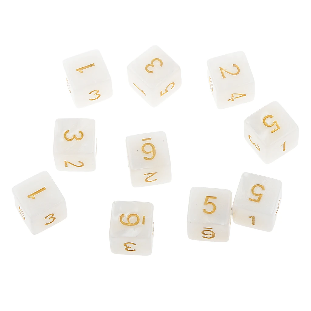 10 шт./компл. подземелья D&D ролевые игры многогранные D6 D10 D12 D20 кубики игры кубик для настольной игры вечерние азартные игры Кубики - Цвет: White 16mm