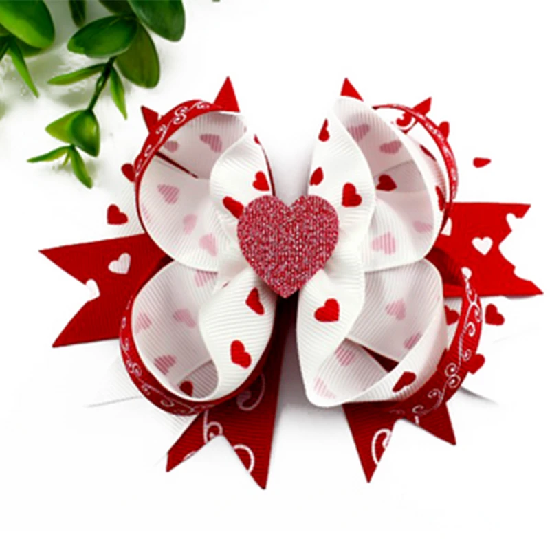 Adogirl, 10 шт., Sequine Love Heart, многослойные банты для волос для девочек, женские подарки для Валентинки ручной работы, изысканные аксессуары для волос