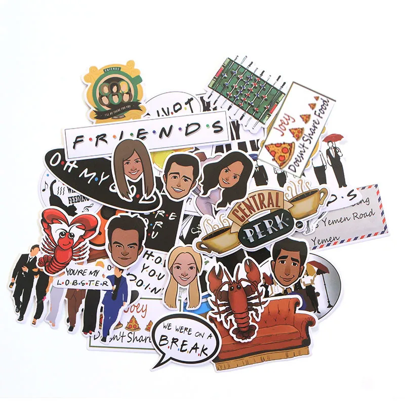 

Flyingbee 36 Pcs Friends TV Shows Graffiti Stickers for Kids DIY Luggage Laptop Skateboard Car Bicycle Waterproof Sticker X0008