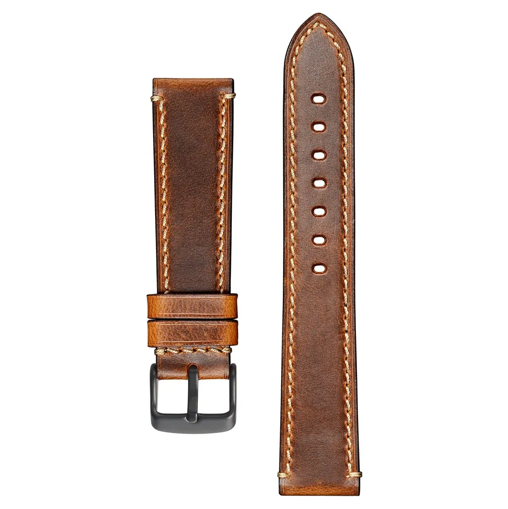 Anbeer Genuine Leather Watch Strap 18mm 20mm 22mm 24mm Saddle Business Pilot Style Watch Band for Men Replacement Watchband