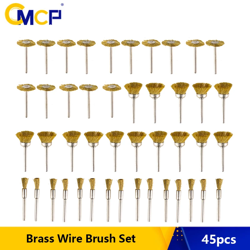 45pcs Brass Wire Wheel Polishing Mix Brush Set for Dremel Rotary Tool Kit 