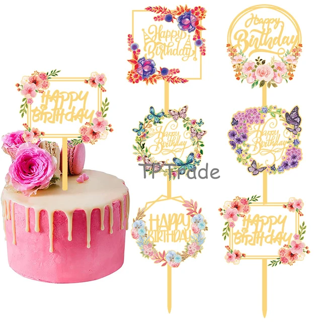 50/100pcs Colorful Cake Topper Set Happy Birthday Cake Diy Cake Insert  Party Wedding Birthday Flower Butterfly Cake Decoration - Cake Decorating  Supplies - AliExpress