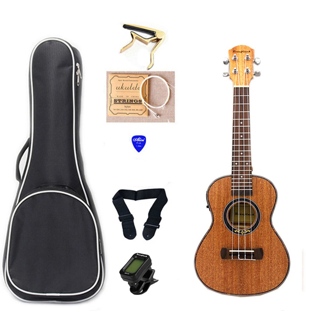 Электрическая укулеле 23 дюйма 4 струны из красного дерева набор с сумкой тюнером