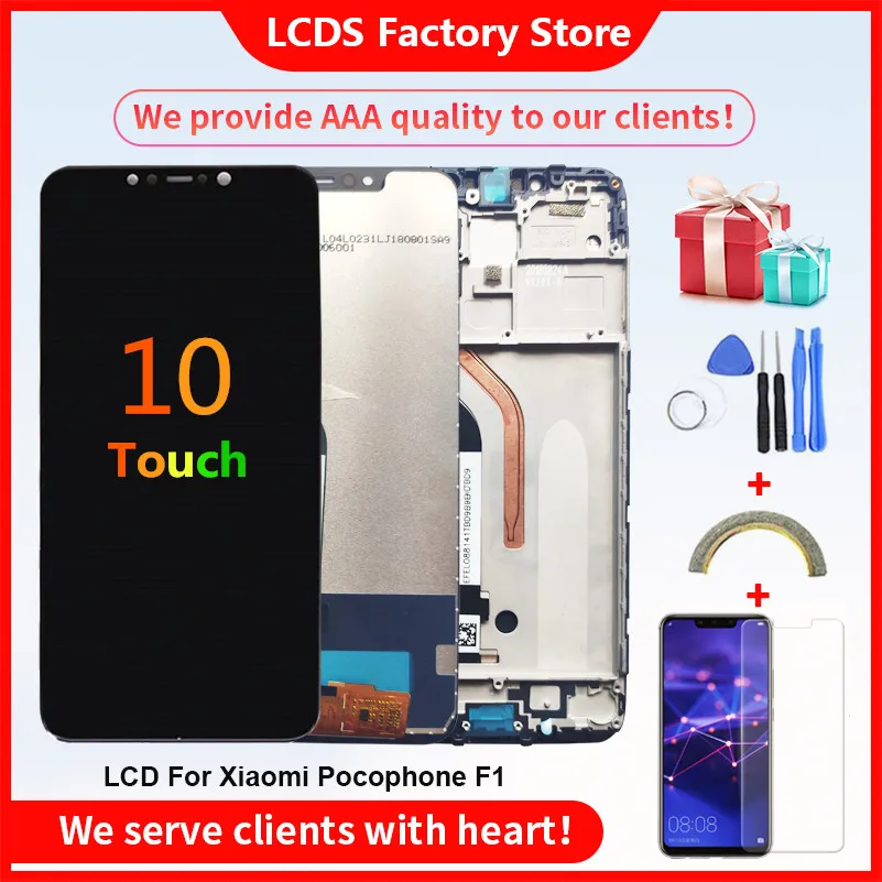 10 сенсорный ЖК дисплей качества AAA для Xiaomi Pocophone F1 с рамкой экран POCO 6 18 дюйма