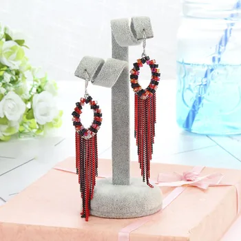 

New Rhinestone Crystal Beaded Geometric Chain Drop Long Tassel Earrings 2020 Women Wedding Party Handmade Bohemian Jewelry