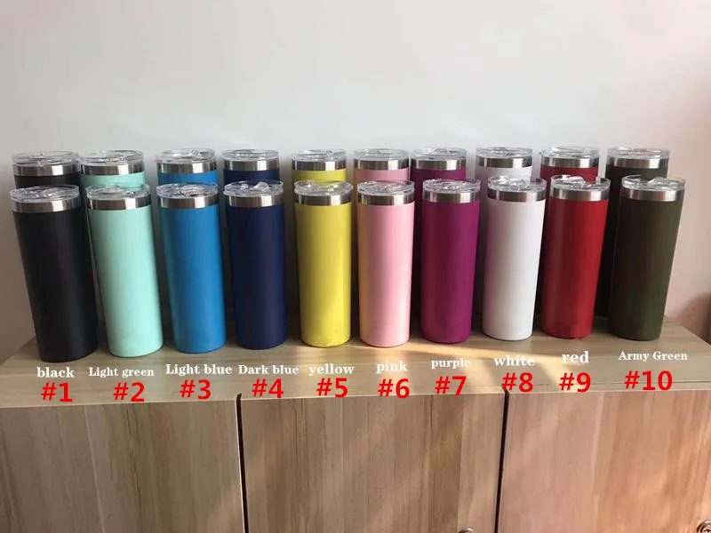 News 20oz 30oz Skinny Tumbler Double Wall Stainless Steel Vacuum Tumbler Vacuum Insulated Straight Cups Flask Beer Coffee Mugs