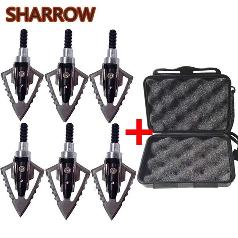 

6Pcs 100Gr Archery Arrowheads Point Tips with Storage Box 6 Blades Arrow Head Screw Broadhead For Hunting Shooting Accessories