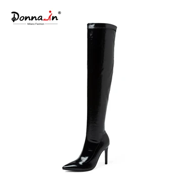 

Donna-in Large Size Over-the-Knee Heel Boots For Women 2020 WinterNew Fashion Sexy Pointed Toe Boot Stiletto Party Female Shoes