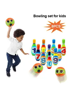 

Kids Bowling Set Includes 8 Pins And 2 Balls Bowling Set With Storage Box Gifts For Children For Boys Girls Indoor Outdoor Games