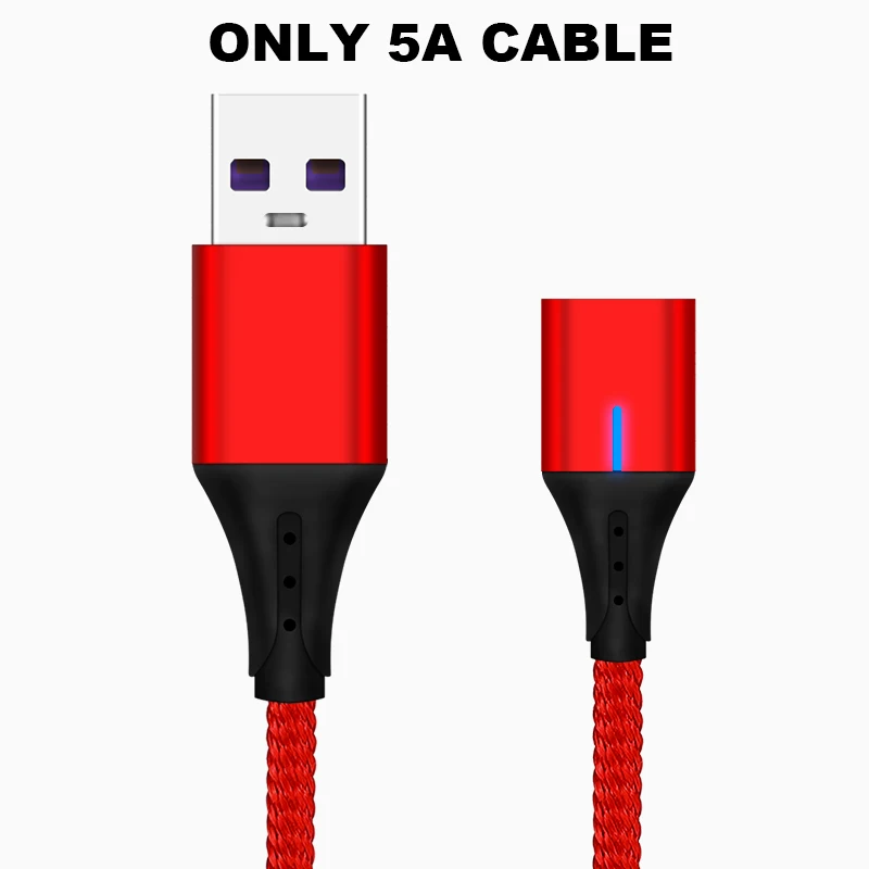 5A Red Cable 5А супер быстрая зарядка Магнитный USB кабель type C Micro usb кабель для зарядки данных быстрое зарядное устройство поддержка передачи данных 90 градусов - Цвет: 5A Red Cable