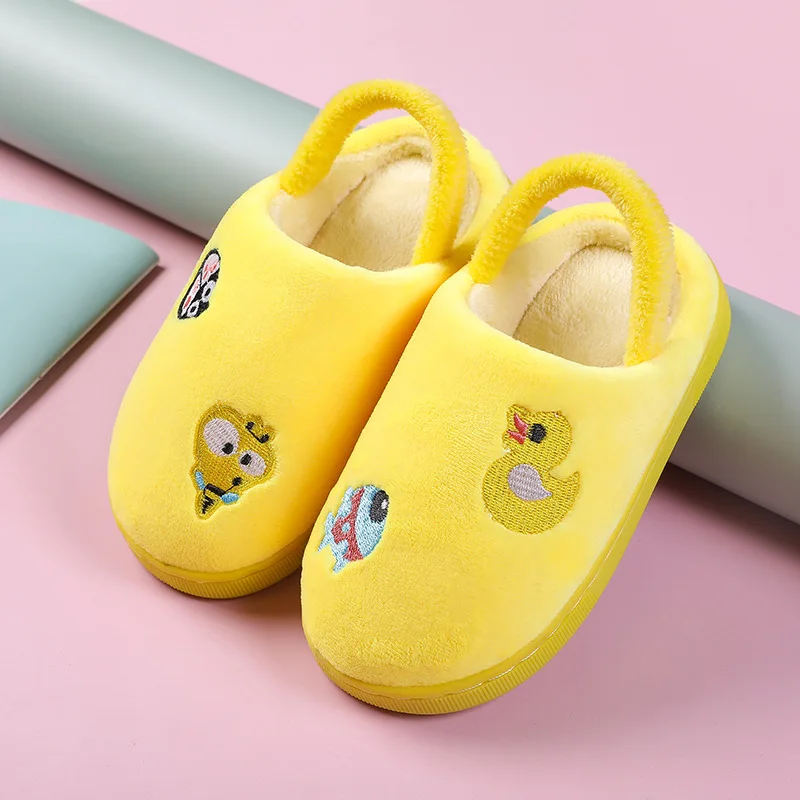 Winter Slippers for Boy Girl Duck Cartoon Cute Warm Flat Shoes Children Non-Slip Home Indoor Fashion Kids Slides Flip Flops girl princess shoes Children's Shoes