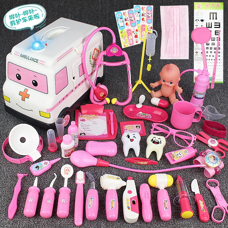 

Children Small Doctor Toy Suit Toolbox GIRL'S Play House Boy Echometer Baby Injection Ambulance
