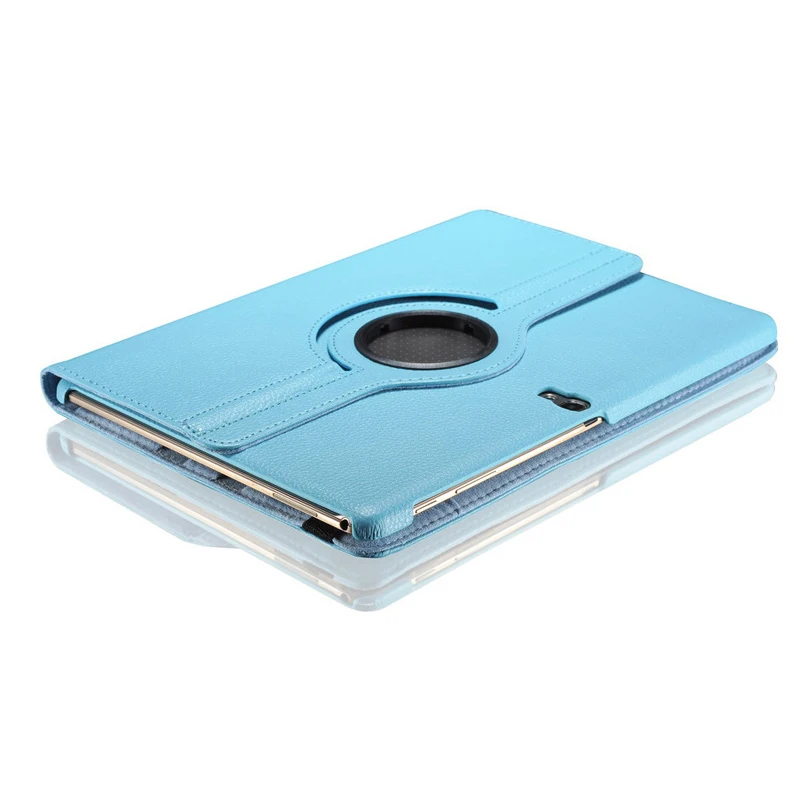 Чехол-накладка для samsung Galaxy Tab S 10,5 SM-T800 SM-T805 T800 T805 TabS 10,5 дюймов 360 Вращающийся флип-чехол из полиуретановой кожи для планшета стекло - Цвет: Sky Blue