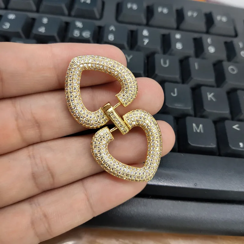 24x48mm Paved CZ Beads Double Heart Shape Necklace Clasps Fashion Jewelry Accessories 5pc per Lot 24x48mm Paved CZ Beads Double Heart Shape Necklace Clasps Fashion Jewelry Accessories 5pc per Lot