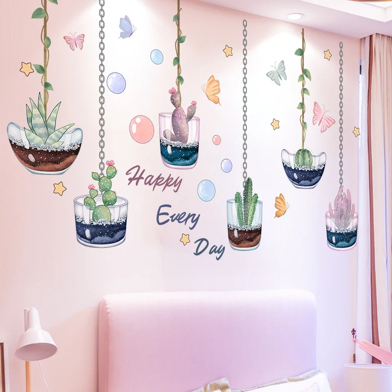 Potted Plant Succulent Bonsai Self-adhesive BabyHome Wall Sticker Wallpaper Art Mural Decal DIY Vinyl Decorative Wall Decoration (2)