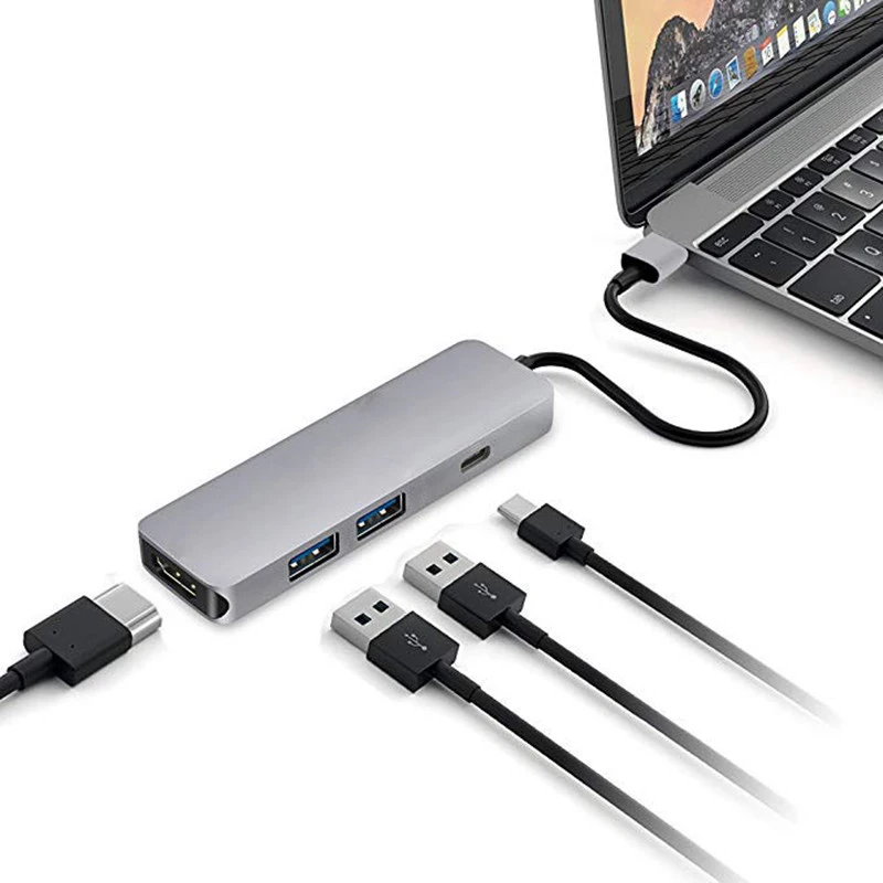 USBC к HDMI 4K 30HZ 2 USB 3,0 type C PD Быстрая зарядка Huib для Macbook Pro Thunderbolt 3 Alumunium USB-C Расширение адаптер док-станции