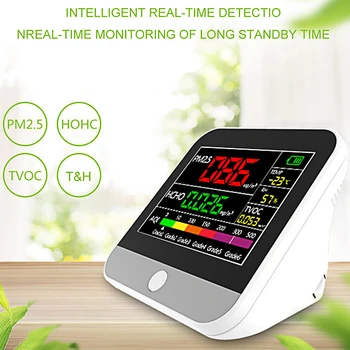 

Portable Digital pm2.5 Detector Air Quality Mmonitor m dulo qualidade do ar LCD Backlight Batter USB HCHO TVOC Gas Analyzers