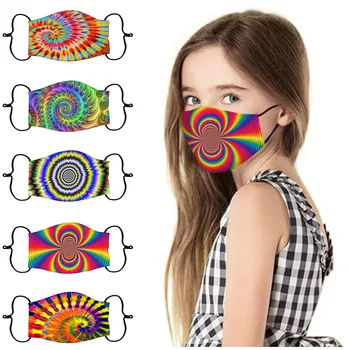 

1pc Face Mask Kids'mouth Mask With Geometric Print Design Washable Reusable Outdoor Face Masks Ear Hook Mascarillad