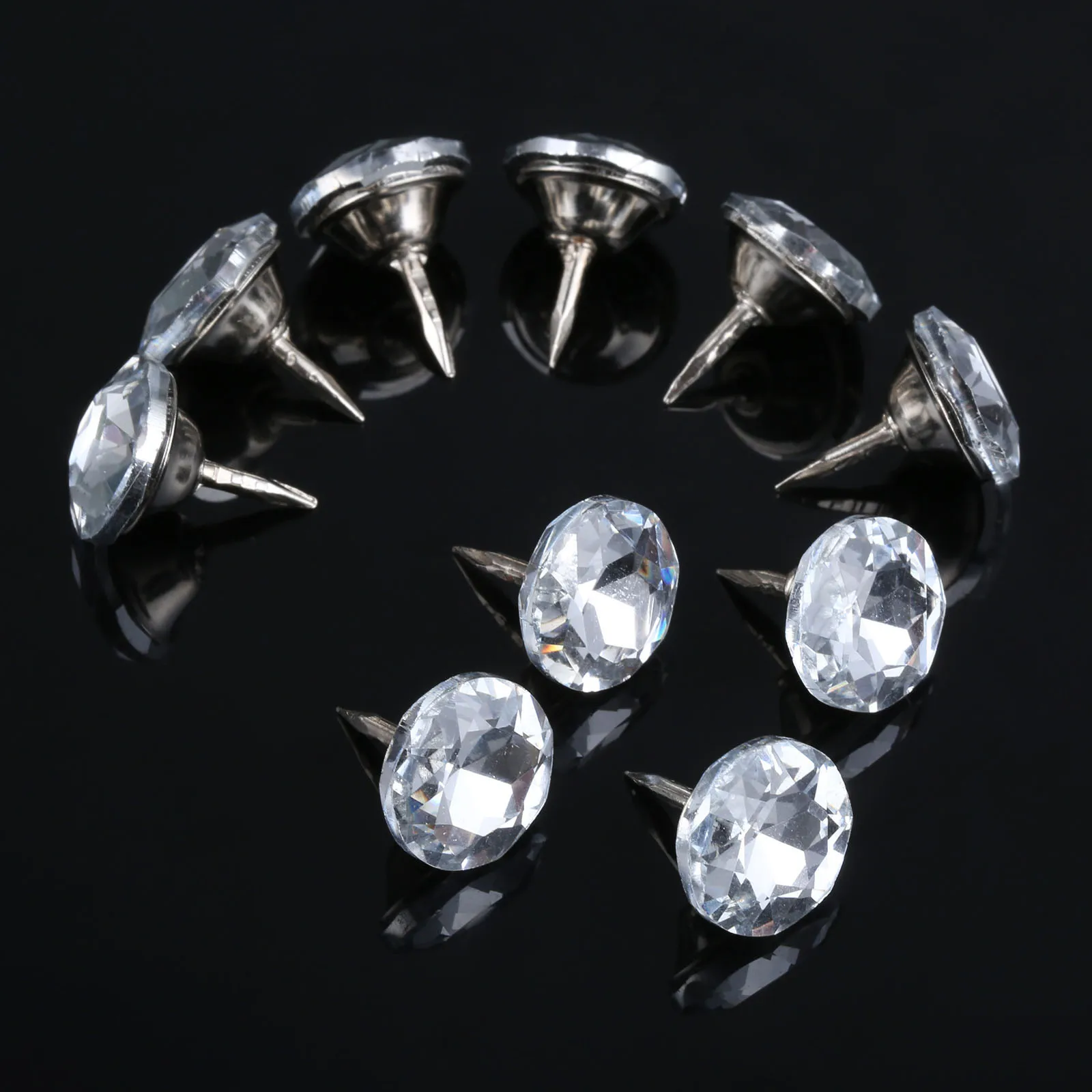 10Pcs 14/16/18/22mm Diamond Crystal Upholstery Nails Buttons Tacks Studs Pins Sofa Wall Decoration Furniture Accessory