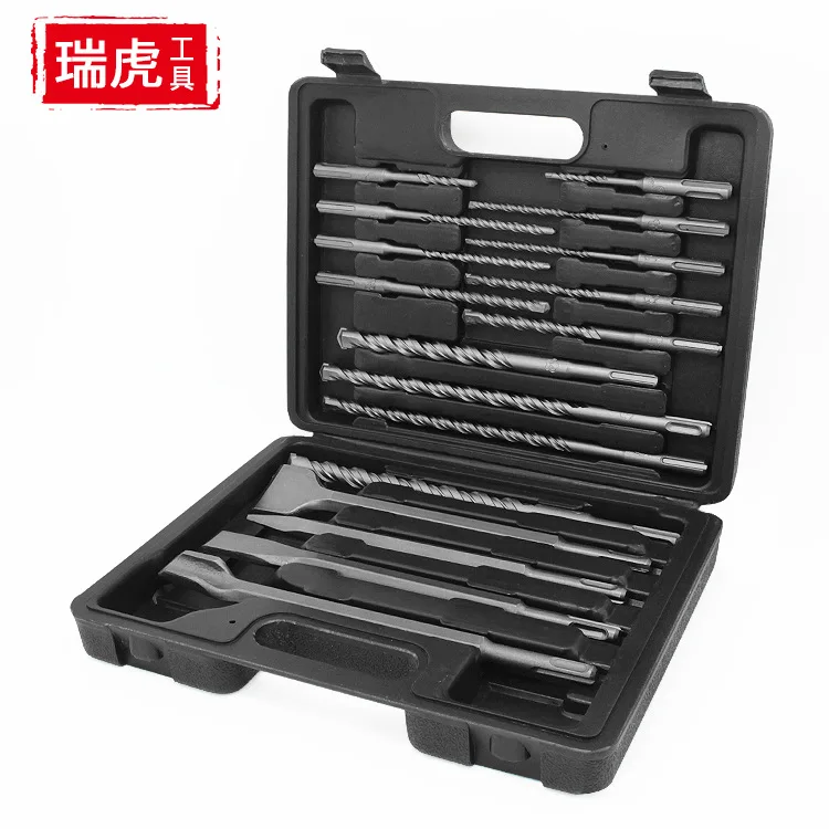 

Electric Hammer Bit 17-Piece Set Plastic Box Round Shank Drill Bit Hammer Spitstick Flat Chisel Wall Shovel Chisel Packaged Comb