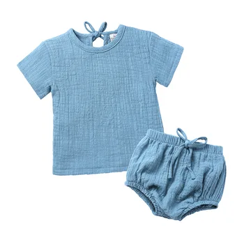 

0-4T Summer Newborn Baby Girl Sets Kids Boys Bebe Clothes Children Solid Flax Shirt Tops+Pants Sets Babies Baby Toddler Outfits