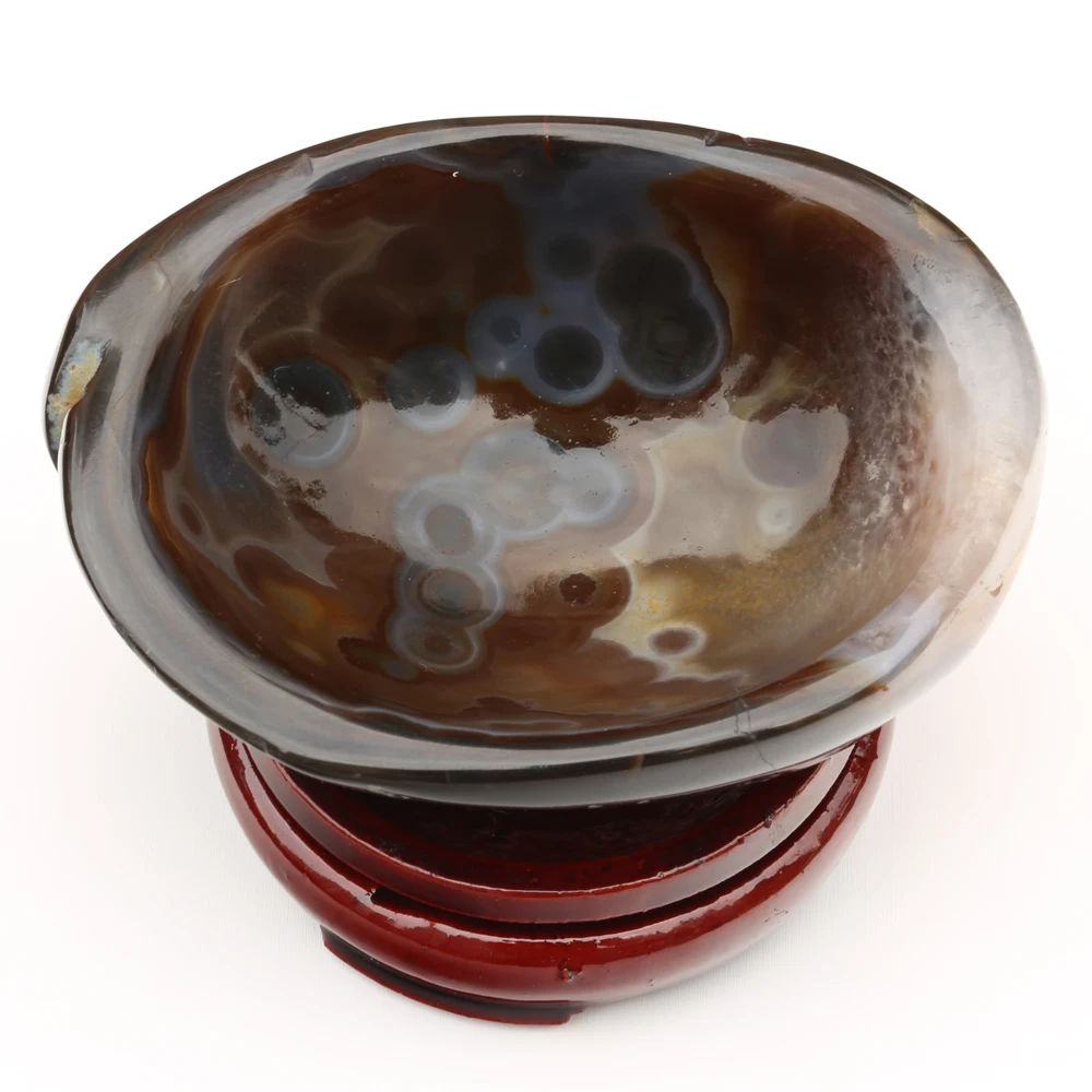 Plum with stand Натуральный агат чаша сырой кварц Азиатский Кристалл минеральные камни грубый камень пепельница декоративные цветочные горшки подарок с деревянной подставкой база - Цвет: Plum with stand