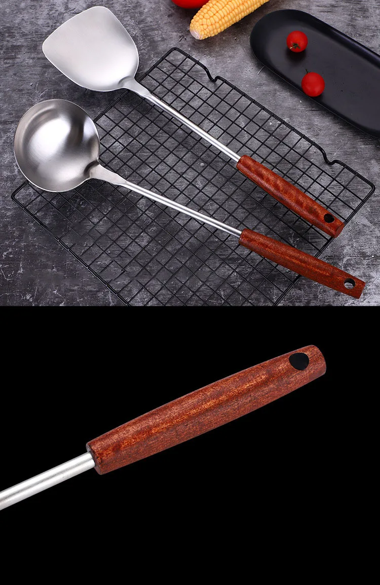 Anti-scald Long Handle Cooking Cookware Stainless Steel Cooking Turner Shovel Spatula Kitchen Tool for Non-stick Pan Rice Spoon