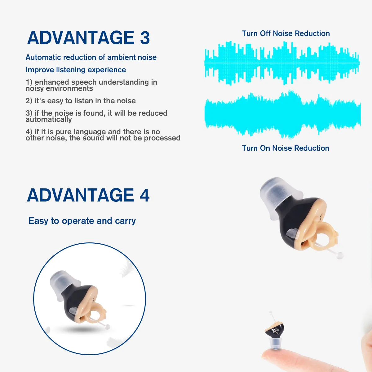  1/2PCS Left/Right Small inner Ear Invisible hearing aid Best Mini Device Hearing Aids Adjustable He