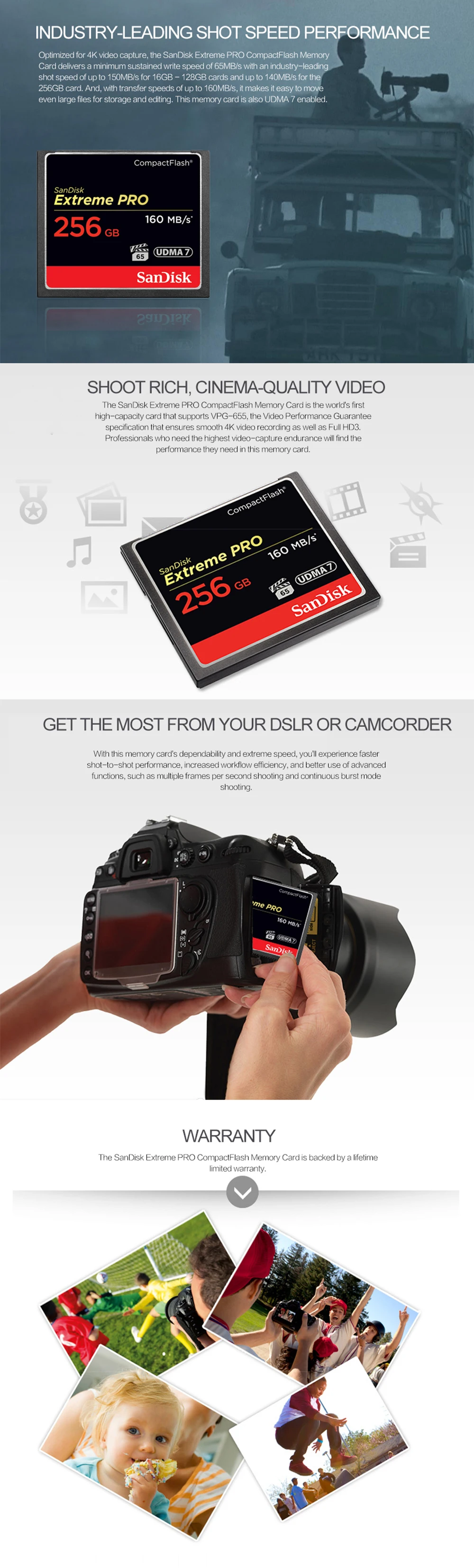 Карта памяти SanDisk Extreme Pro Compact Flash CF объемом 128 ГБ, 32 ГБ, 64 ГБ, 256 ГБ, 160 Мб, 32 ГБ, 64 ГБ, 128 ГБ, флеш-карта, карта памяти Carte Memoire