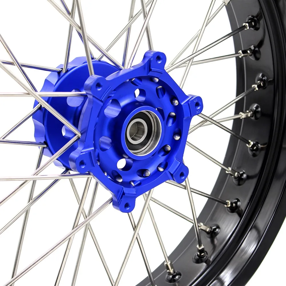 KKE Передние 3,5 и задние 4,25 колеса Набор для YAMAHA WR250X 08-11 Supermoto Motard Диски Синяя втулка