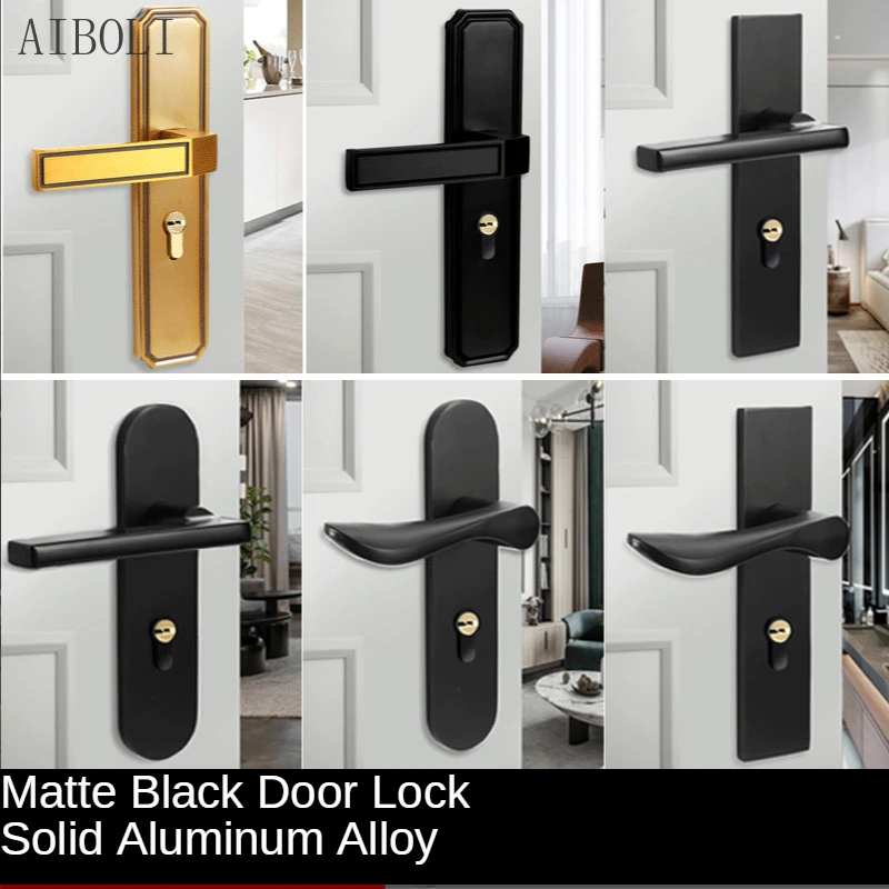 Door Lock Bedroom Mute Black Split Lock Solid Wood Door Room