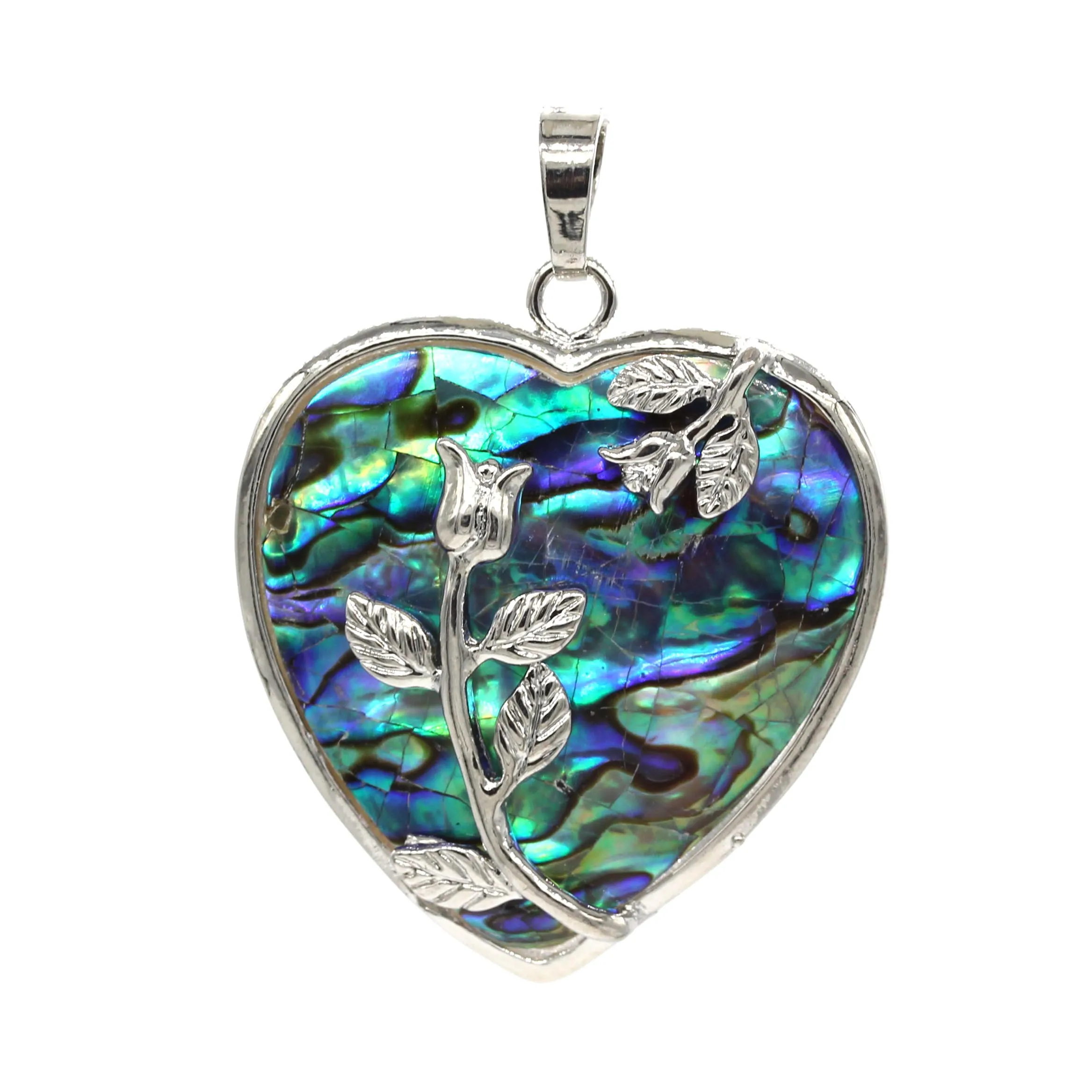 

Kraft-beads Romantic Style Silver Plated Abalone Shell Love Heart Pendant For Valentine's Day Jewelry