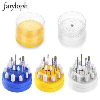 

New 60Holes Nail Drill Bits Stand Holder Box Display Storage Container Tool With Cover Grinding Head Display Case Manicure Tool