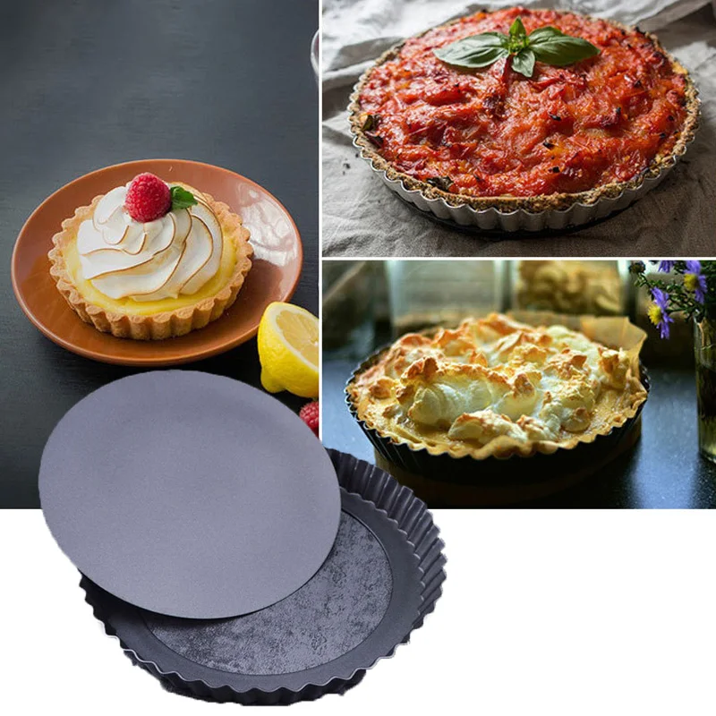 Flan Оловянная пирог сковорода рифленый противень для выпечки антипригарное свободное основание плесень Великобритания