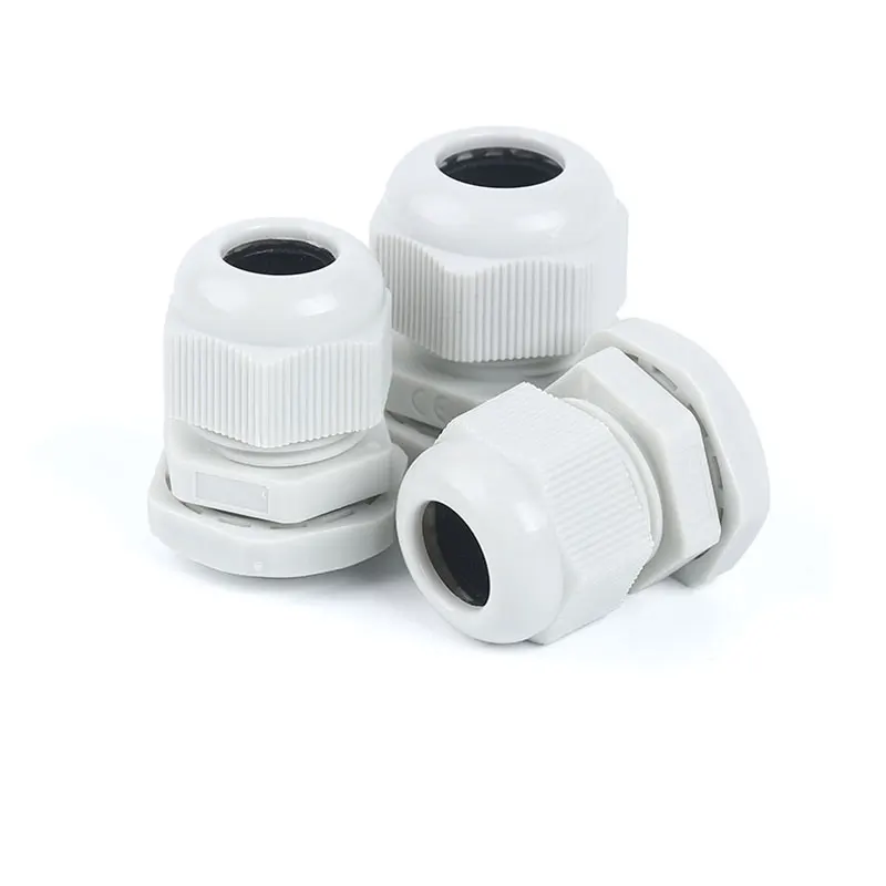 Cable Gland 10pcs IP68 M12 M16 M18 M20 M22 for 3-14mm Wire Cable CE White Black Waterproof Nylon Plastic Cable Gland Connector