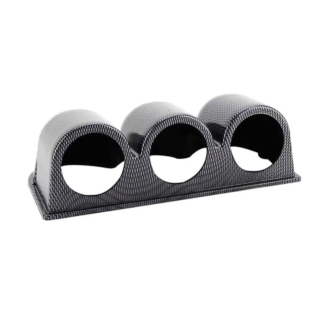 Car Carbon Fiber Look 3 Hole Triple Gauge Meter Mount Holder Pod 52mm