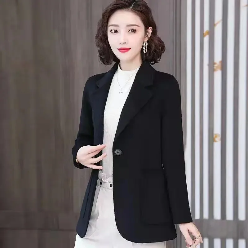 Woolen Small Suit Women's Coat Autumn Winter 2022 New Female Outerwear elegant Long Sleeve Suits Slim Blazer Ladies Jacket lawn suits