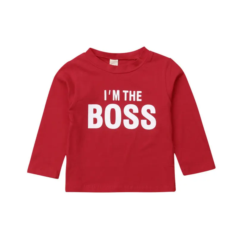 I'm THE BOSS Kids/топы для маленьких мальчиков и девочек футболка пуловер с длинными