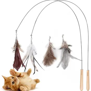 

Pet Feather Teaser Rod Bite Resistant Cat Interactive Feather Toy
