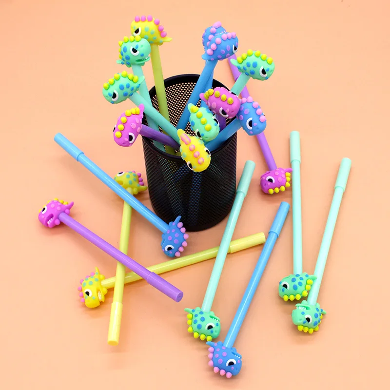 10PCS Kawaii Cute Dinosaur Gel Pen Stationery Gift 0.5mm Black Ink Pen For Diary Supplies School Office Writing Pen retro a6 pu notebooks and journals notepads diary agenda weekly planner writing paper for students school office supplies gift