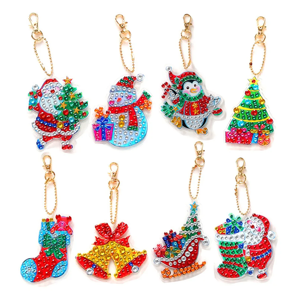 Full Diamond Painting Keychain Xmas Art Christmas Craft DIY Decoration