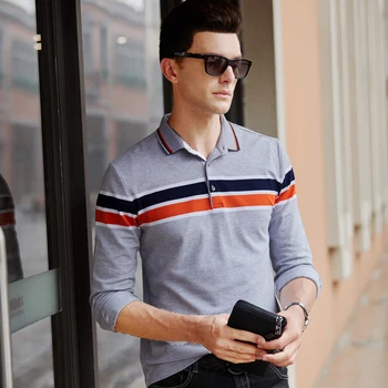 

2020 new High Quality Polo Shirt Casual Polo Shirt men's Long sleeve polo shirt Striped men Polos